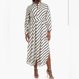 Eloquii Long-Sleeve Striped Black and White Maxi Dress Sz. 14W